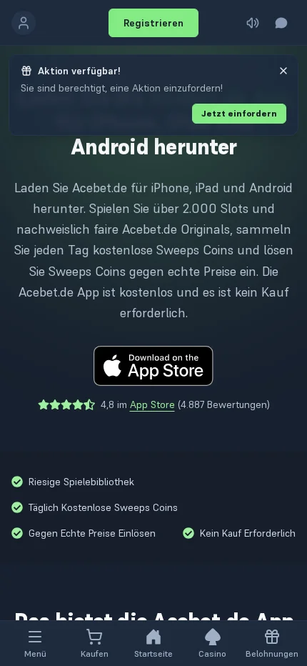Acebet.de: Mobile App